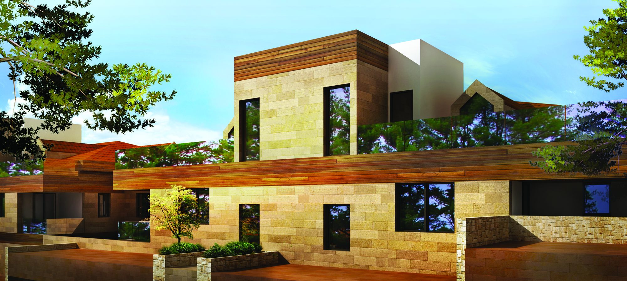 Rooftop terraces in stone and wood at Pride of Martakla 1